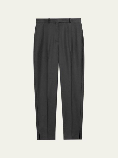 High-Waist Virgin Wool Tapered Ankle Pants