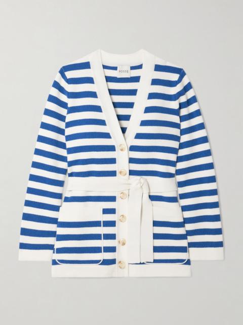 Ari belted striped knitted cardigan Multi