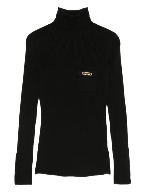 ribbed turtleneck embellished sweater