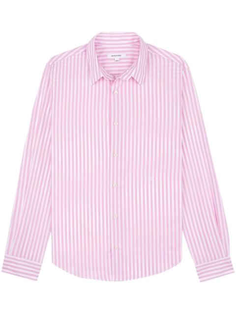 logo-embroidered striped shirt