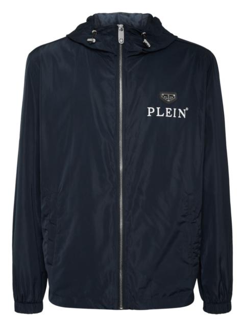 logo-plaque hooded jacket