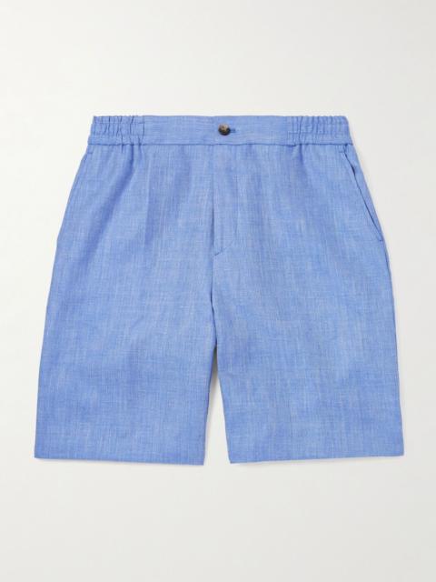Straight-Leg Linen and Wool-Blend Shorts Blue