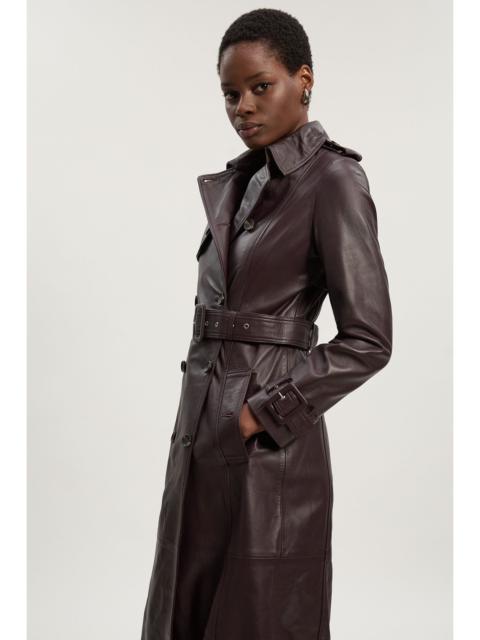 Leather Trench Belted Mac Midi Coat