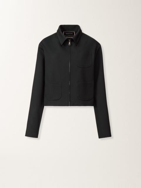 Boxy jacket in midnight blue Milano stitch jersey