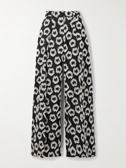 Cai Pleated Recycled Fil Coupé Faille Wide-leg Pants