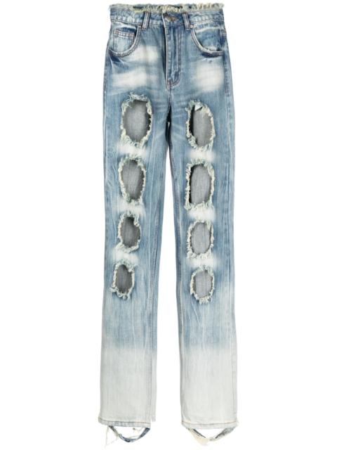 distressed-effect straight-leg jeans