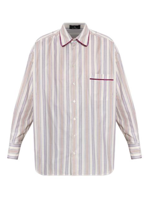 striped velvet-trimmed shirt