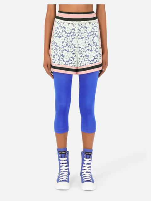 Lace shorts with contrasting trims