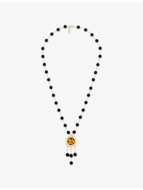 Beaded Brass Pendant Necklace