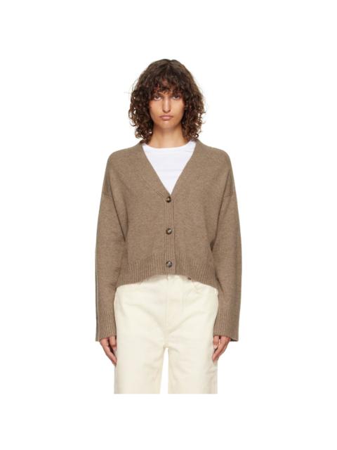Taupe Kaia LDS Ribbed Neckline Cardigan