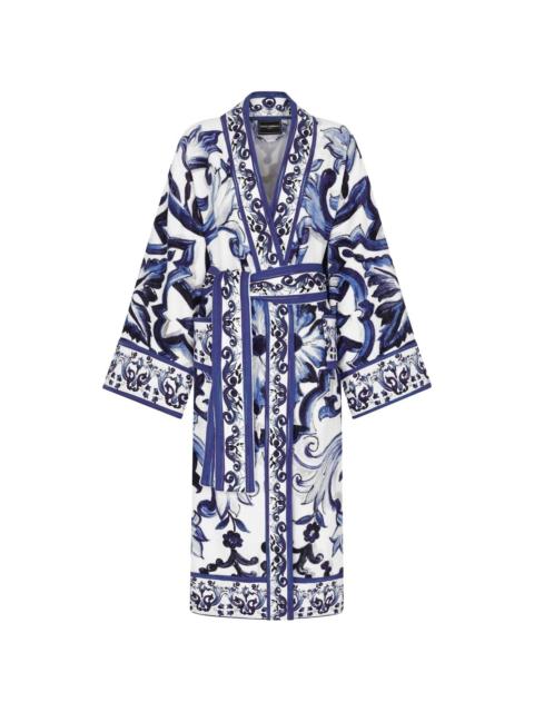 graphic-print long sleeve bathrobe