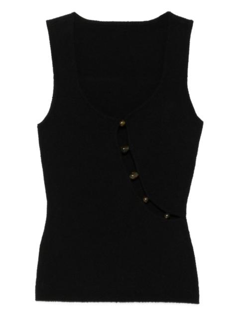 beaded cut-out tank top