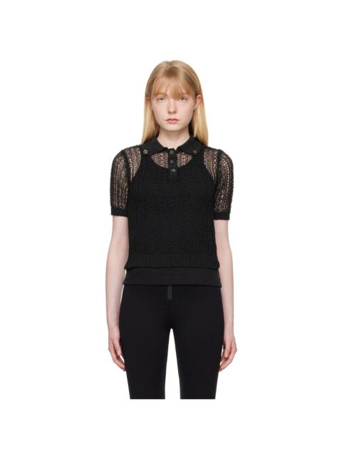 Black Net Crop Polo