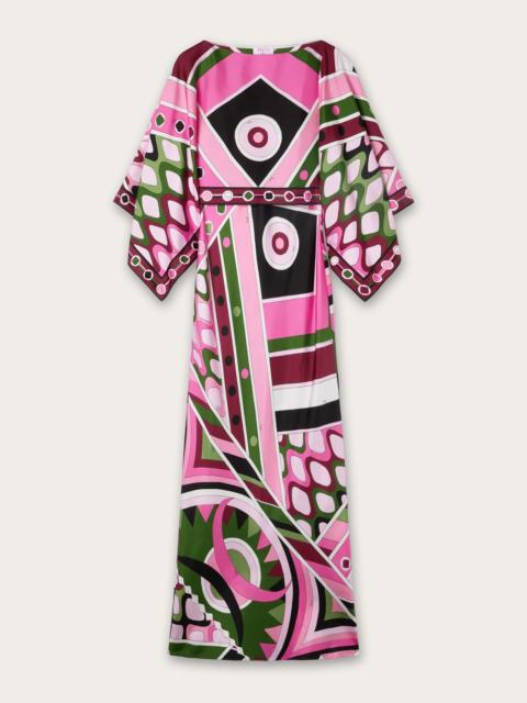 VIVARA PRINT DRESS WITH SILK SHAWL