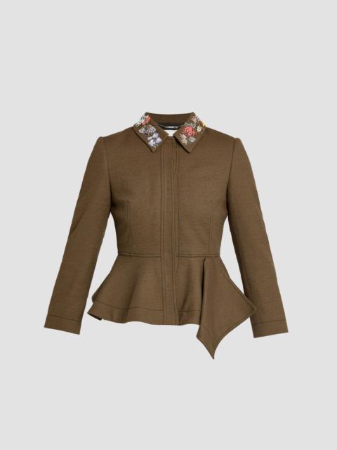 EMBELLISHED CREPE PEPLUM BLAZER