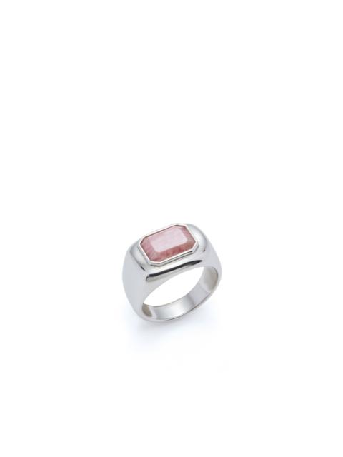 Large Ring in 18k White Gold & Pink Marble Stone