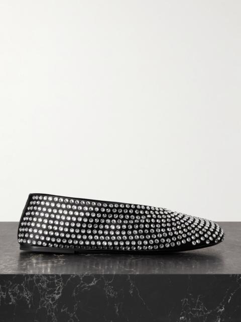 Marcy Crystal-embellished Satin Ballet Flats