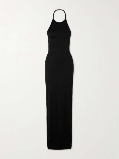 Vivian stretch-modal jersey halterneck maxi dress Black