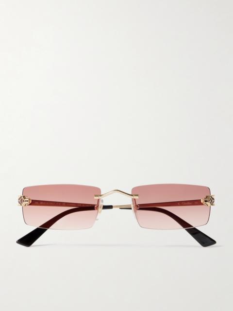 Panthère Classic Rimless Rectangle-frame Gold-tone Sunglasses