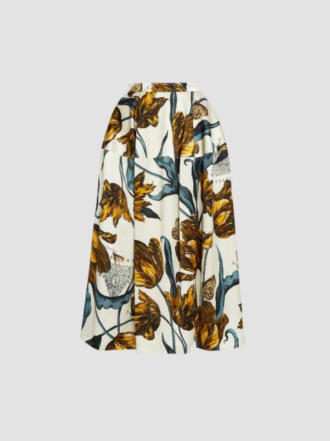 FLORAL PRINT DUCHESS MIDI SKIRT