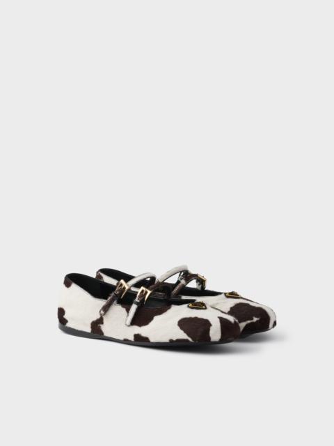 Printed leather ballerinas