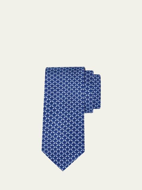 Men's Geometric Fish-Print Tie