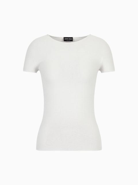 Links-stitch viscose short-sleeved jumper