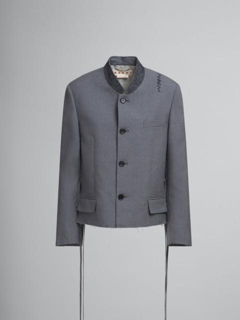 GREY JACKET WITH MANDARIN COLLAR AND MARNI SYMBOL