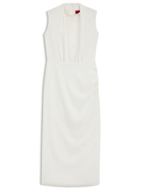 LONG-LENGTH DRESS IN CREPE WITH DRAPED MOCK NECKLINE