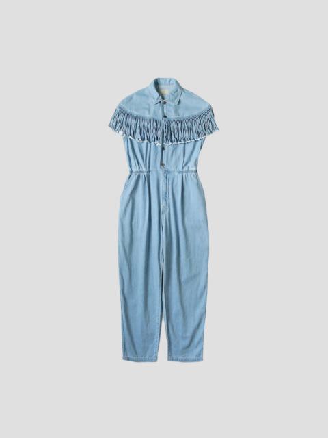 DENIM FRINGE JUMPSUITS