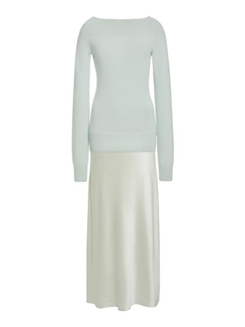 Off-The-Shoulder Cashmere-Silk Maxi Dress multi