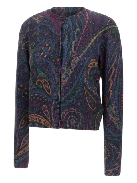 paisley-print buttoned cardigan
