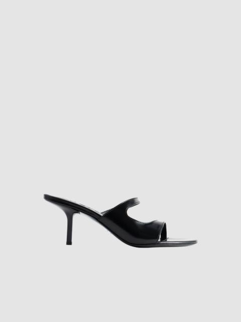 Serena Black Semi Patent Leather Slip-On Mule