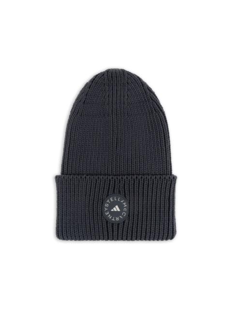 ribbed logo-patch beanie hat