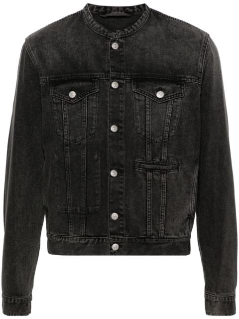 collarless denim jacket