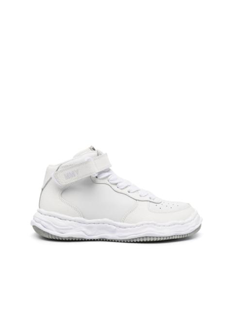 logo-embroidered leather sneakers