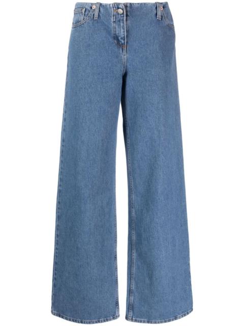 logo-patch wide-leg jeans
