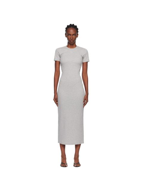 Gray Moon Logo Ribbed Jersey Tube Maxi Dress