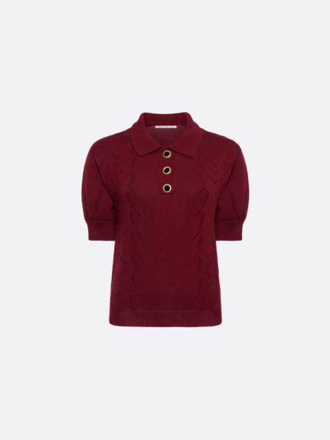 MERINO WOOL KNIT LACE-KNIT POLO