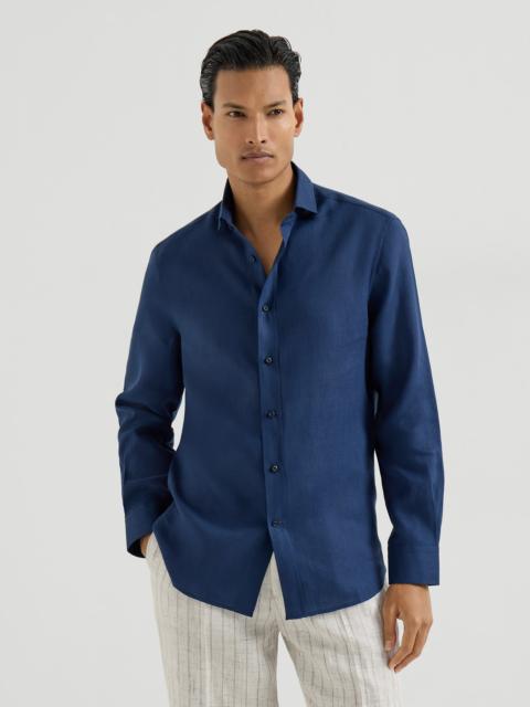 Linen easy fit shirt with spread collar