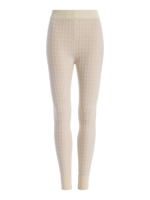 Soleil Cable-Knit Merino Wool Leggings ivory