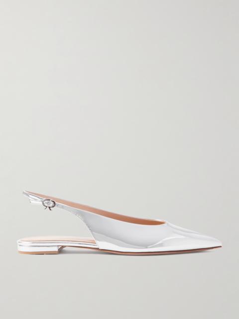 Robbie Mirrored-leather Point-toe Slingback Flats