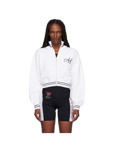 White Script Logo Regular Zip-Up Jacket