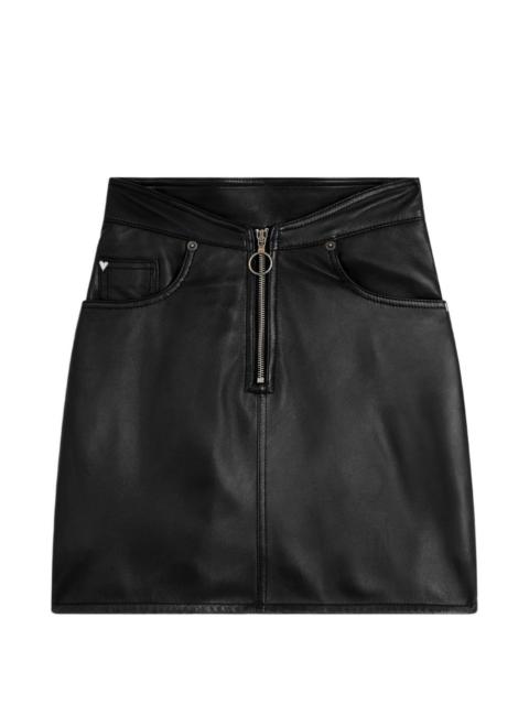 leather zippered mini skirt