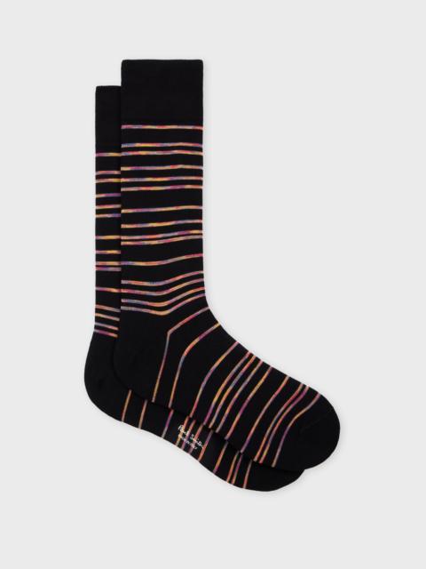 Black Cotton-Blend 'Pinstripe Signature' Socks