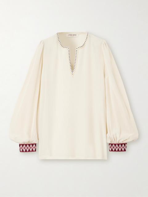 Vera Samarcanda Embroidred Silk-chiffon Shirt