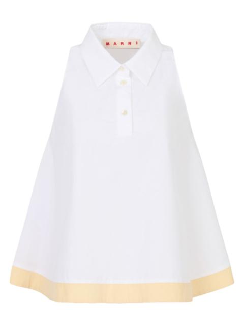 polo-collar contrast-hem shirt