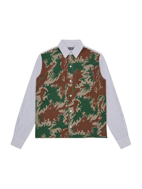 BURST CAMO HALF PRINT POPLIN STRIPE SHIRT