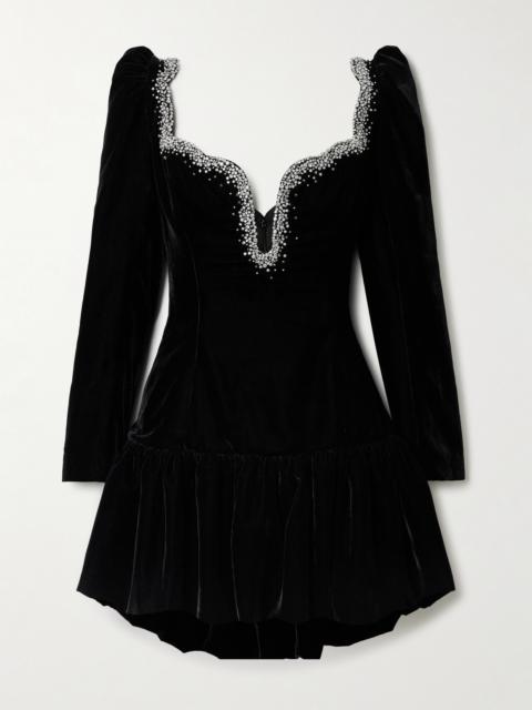 Edie Embellished Scalloped Velvet Mini Dress