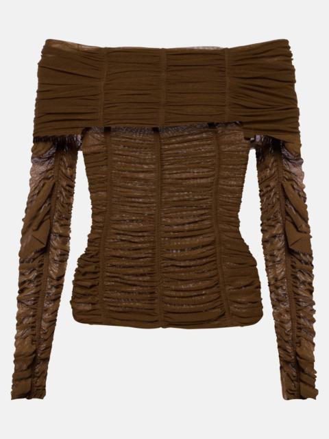 Ruched off-shoulder jersey top